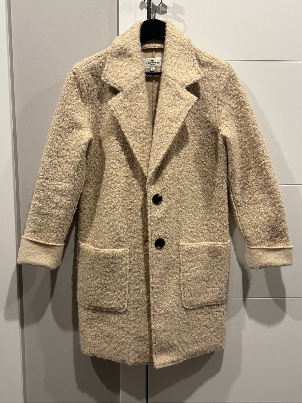 Bouclé Cream Pea Coat by Tom Tailor